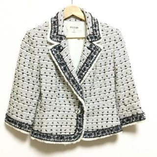 BALMAIN(バルマン) ジャケット サイズ11AR M レディース - 白×黒 長袖/スパンコール/秋/冬(その他)