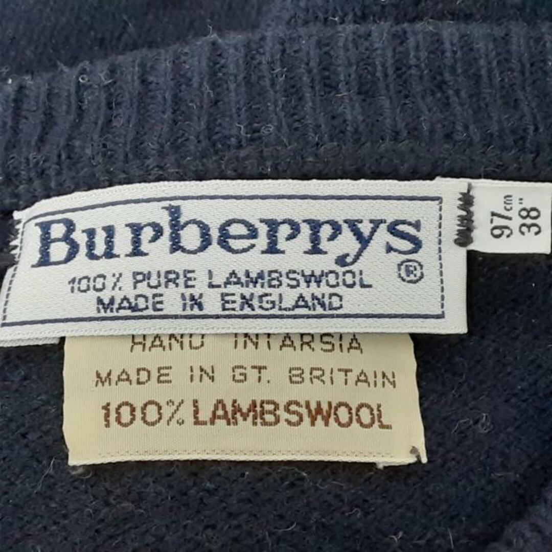 Burberry's(バーバリーズ) 長袖セーター サイズ38 M メンズ美品  - ネイビー×レッド×白 クルーネック/チェック柄 メンズのトップス(ニット/セーター)の商品写真