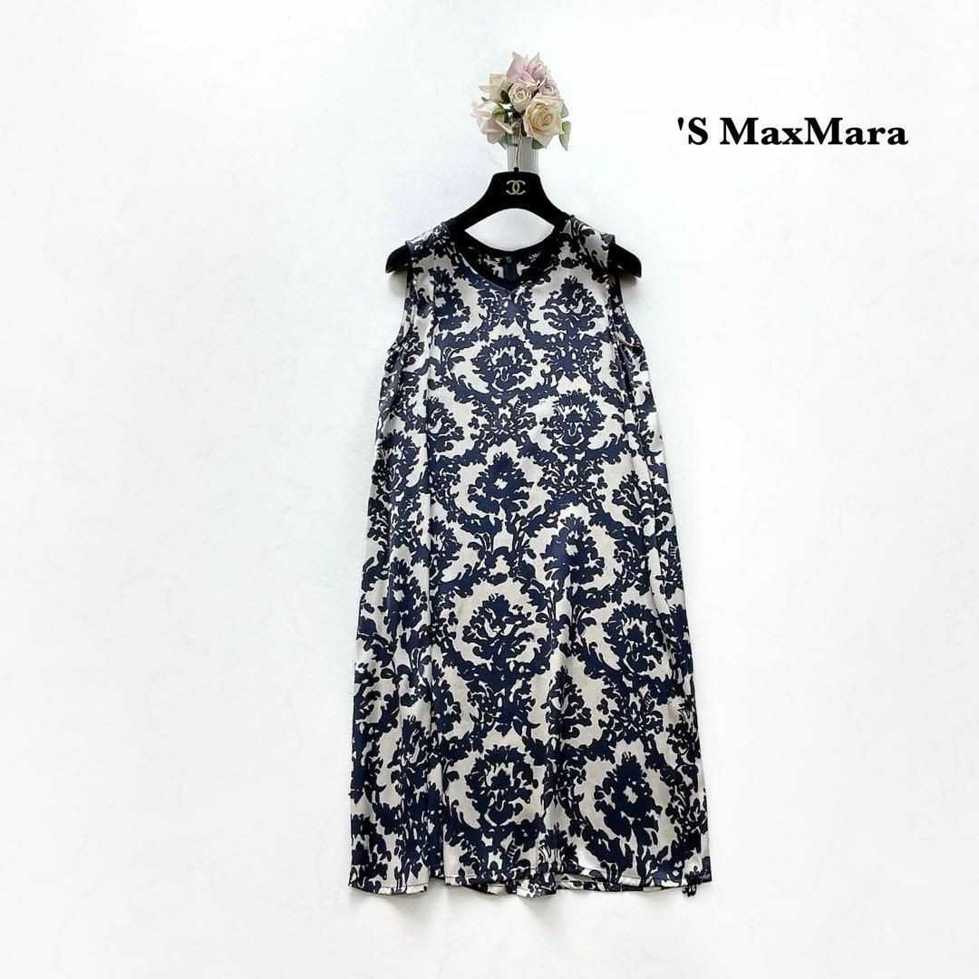 Max Mara(マックスマーラ)の【S MaxMara】定価10万＊ノースリーブワンピース　ダマスク柄　40 レディースのワンピース(ひざ丈ワンピース)の商品写真