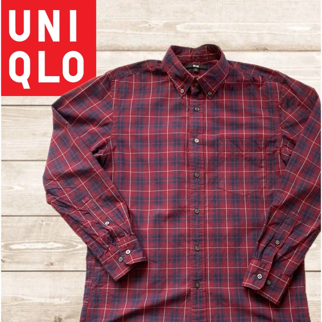 UNIQLO(ユニクロ)のUNIQLO ユニクロ　長袖　チェックシャツ　Mサイズ　コットン メンズのトップス(シャツ)の商品写真