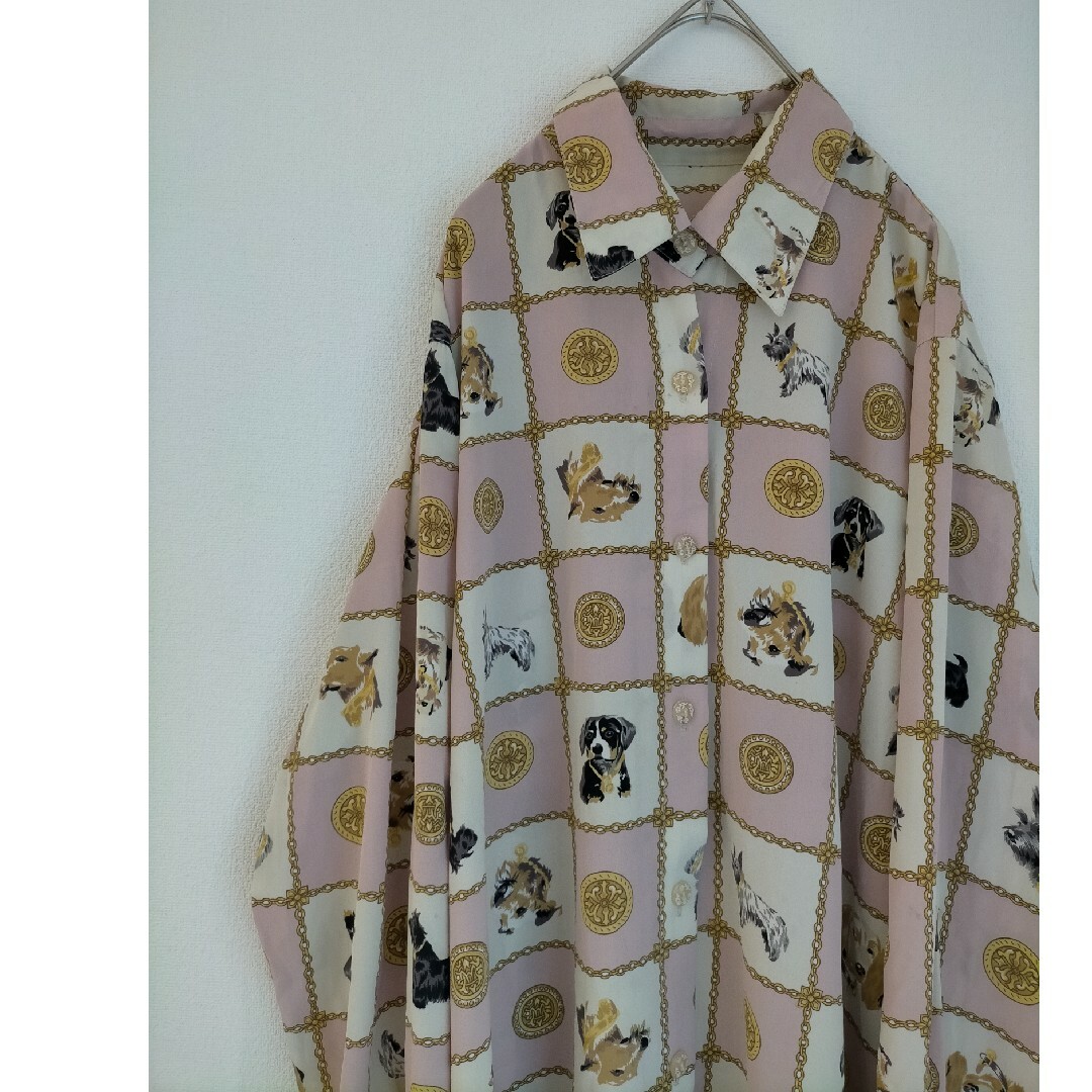 VINTAGE(ヴィンテージ)のヴィンテージ古着 犬柄 ブラウス レディースのトップス(シャツ/ブラウス(長袖/七分))の商品写真