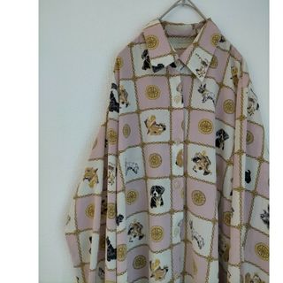 ヴィンテージ(VINTAGE)のヴィンテージ古着 犬柄 ブラウス(シャツ/ブラウス(長袖/七分))