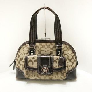 コーチ(COACH)のCOACH(コーチ) ハンドバッグ ハンプトンズシグネチャージップサッチェル F13977 カーキ×ダークブラウン ジャガード×レザー(ハンドバッグ)