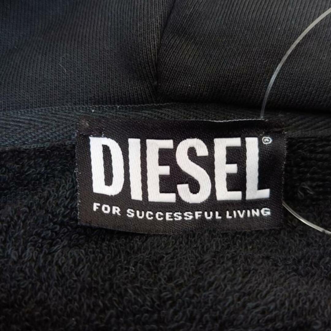 DIESEL(ディーゼル)のDIESEL(ディーゼル) パーカー サイズM メンズ - 黒 長袖/パイル/ダメージ加工/ジップアップ メンズのトップス(パーカー)の商品写真