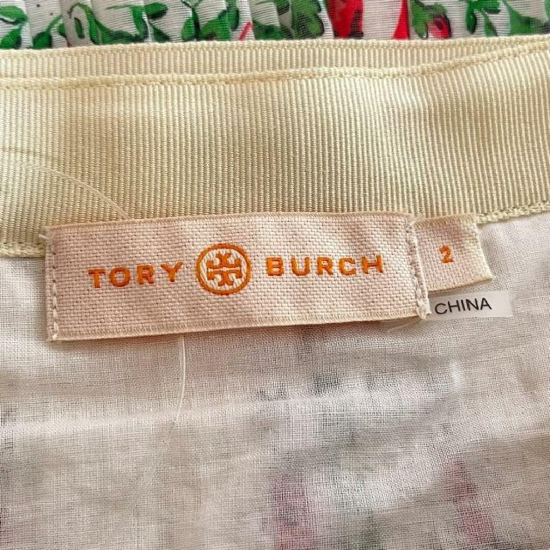 Tory Burch(トリーバーチ)のTORY BURCH(トリーバーチ) 巻きスカート サイズ2 S レディース美品  - アイボリー×レッド×マルチ ひざ丈/花柄/プリーツ レディースのスカート(その他)の商品写真