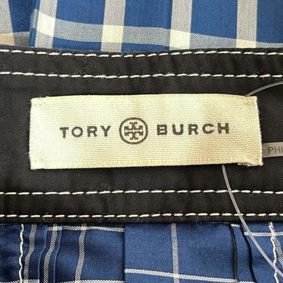 Tory Burch(トリーバーチ)のTORY BURCH(トリーバーチ) ロングスカート サイズ0 XS レディース美品  - ブルー×白 チェック柄 レディースのスカート(ロングスカート)の商品写真