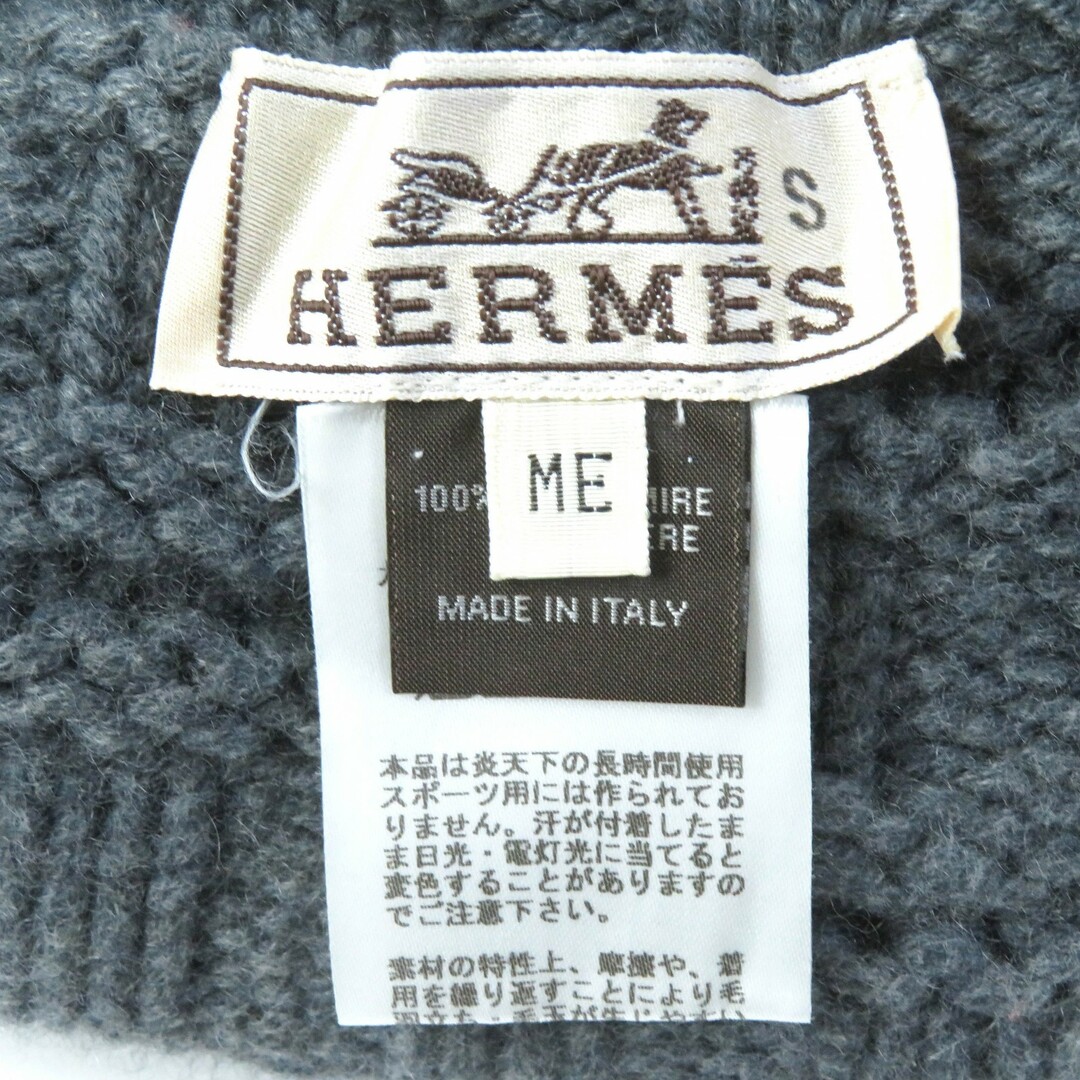 Hermes(エルメス)の美品△HERMES エルメス カシミヤ100% H柄編み ニット帽子 ニットキャップ グレー イタリア製 正規品 メンズ オススメ◎ メンズの帽子(ニット帽/ビーニー)の商品写真