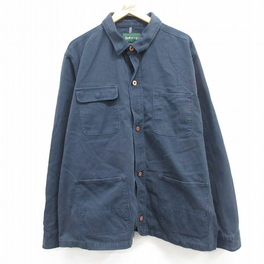 XL★古着 オービス ORVIS 長袖 カバーオール メンズ 大きいサイズ コットン 紺 ネイビー 【spe】 24may13 中古 アウター メンズのジャケット/アウター(ダッフルコート)の商品写真