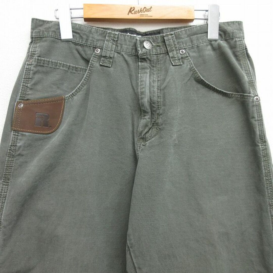 Wrangler(ラングラー)のW30★古着 ラングラー Wrangler パンツ メンズ リップストップ コットン 緑系 グリーン 24may13 中古 ボトムス ロング メンズのパンツ(ワークパンツ/カーゴパンツ)の商品写真