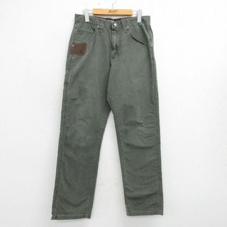 W30★古着 ラングラー Wrangler パンツ メンズ リップストップ コットン 緑系 グリーン 24may13 中古 ボトムス ロング