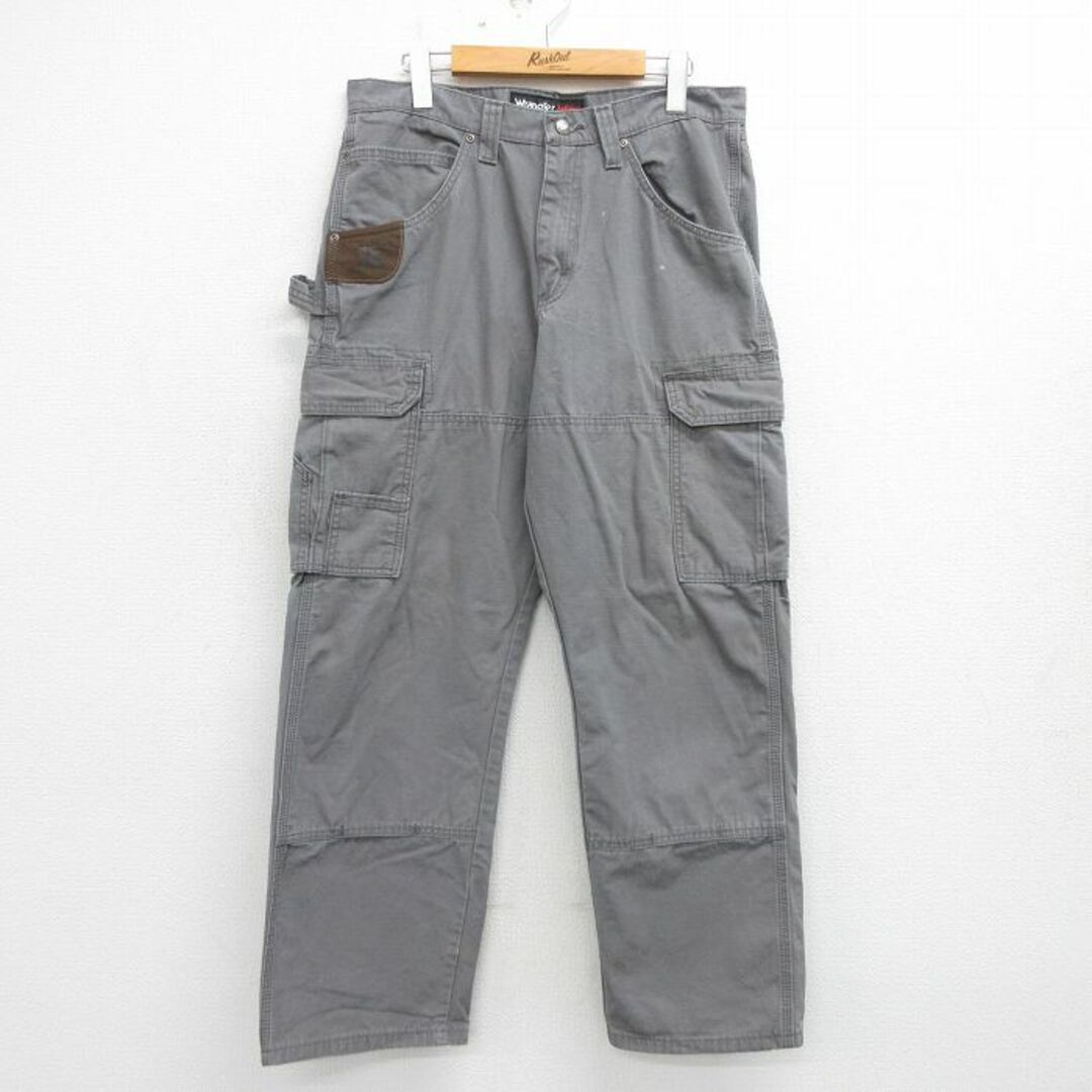 Wrangler(ラングラー)のW33★古着 ラングラー Wrangler ペインター パンツ メンズ リップストップ コットン グレー 24may13 中古 ボトムス ロング メンズのパンツ(ワークパンツ/カーゴパンツ)の商品写真