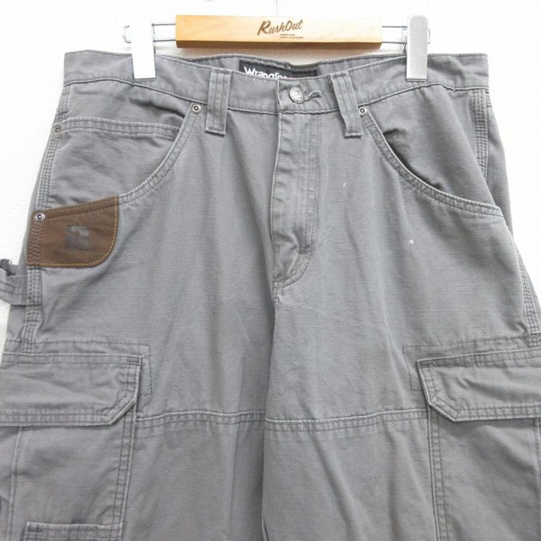 Wrangler(ラングラー)のW33★古着 ラングラー Wrangler ペインター パンツ メンズ リップストップ コットン グレー 24may13 中古 ボトムス ロング メンズのパンツ(ワークパンツ/カーゴパンツ)の商品写真