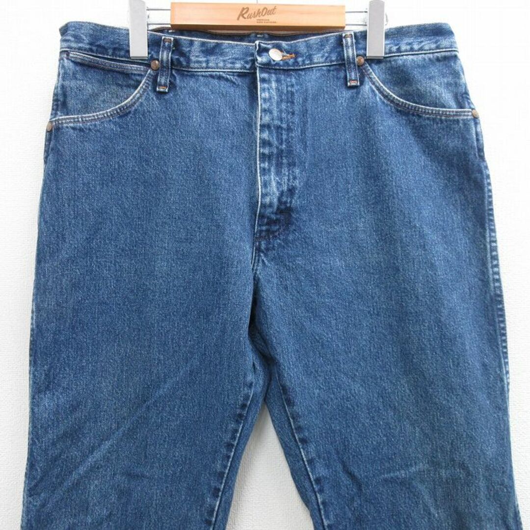 Wrangler(ラングラー)のW36★古着 ラングラー Wrangler ジーンズ メンズ 90年代 90s コットン USA製 紺 ネイビー デニム 24may13 中古 ボトムス ジーパン Gパン ロング パンツ メンズのパンツ(ワークパンツ/カーゴパンツ)の商品写真