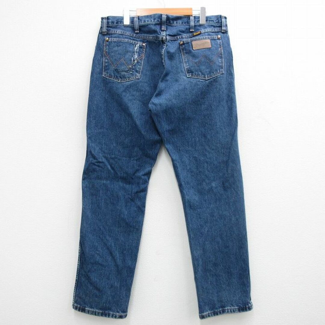 Wrangler(ラングラー)のW36★古着 ラングラー Wrangler ジーンズ メンズ 90年代 90s コットン USA製 紺 ネイビー デニム 24may13 中古 ボトムス ジーパン Gパン ロング パンツ メンズのパンツ(ワークパンツ/カーゴパンツ)の商品写真