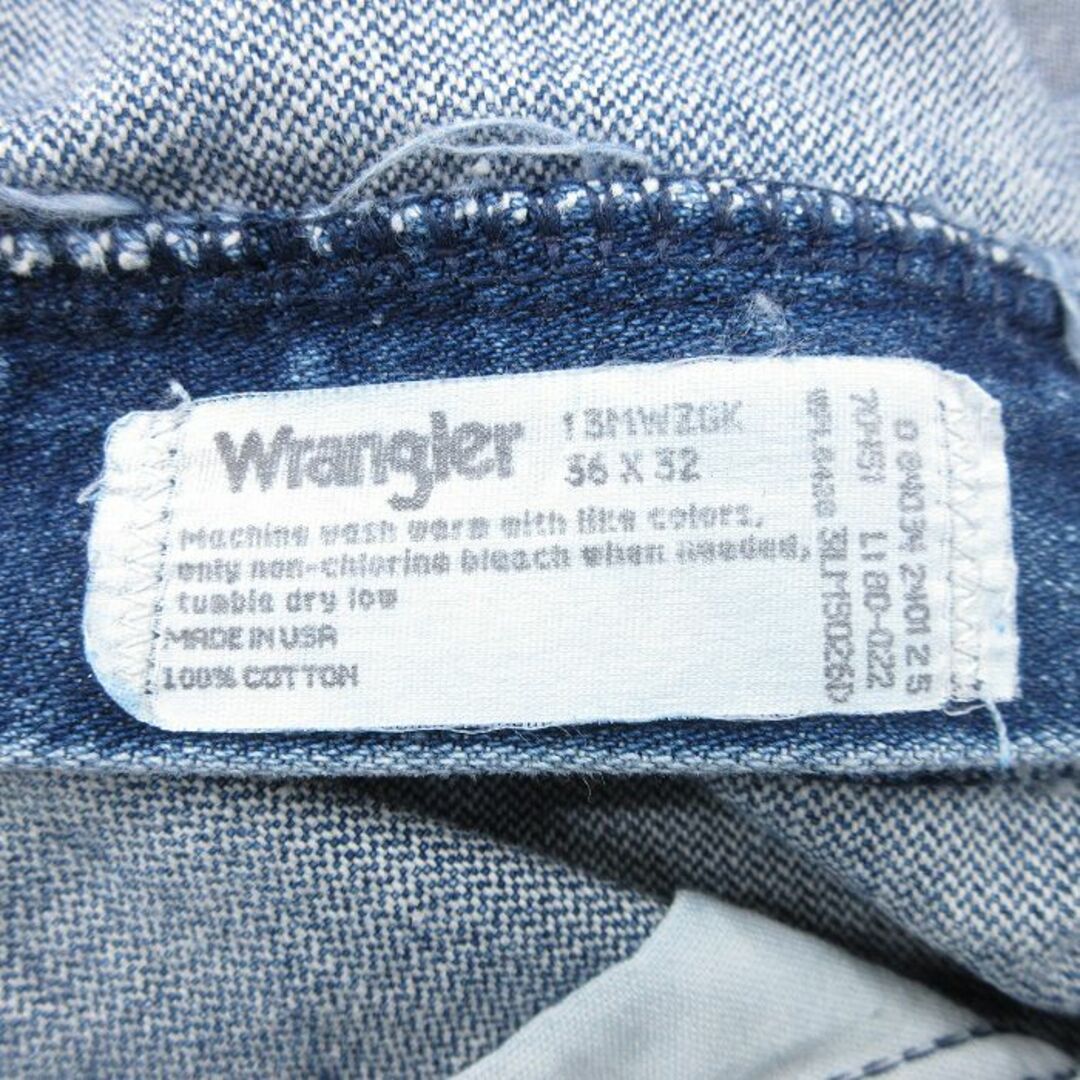 Wrangler(ラングラー)のW36★古着 ラングラー Wrangler ジーンズ メンズ 90年代 90s コットン USA製 紺 ネイビー デニム 24may13 中古 ボトムス ジーパン Gパン ロング パンツ メンズのパンツ(ワークパンツ/カーゴパンツ)の商品写真