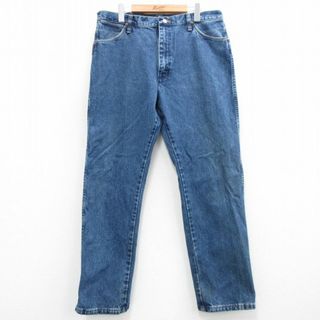 ラングラー(Wrangler)のW36★古着 ラングラー Wrangler ジーンズ メンズ 90年代 90s コットン USA製 紺 ネイビー デニム 24may13 中古 ボトムス ジーパン Gパン ロング パンツ(ワークパンツ/カーゴパンツ)