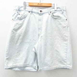 リーバイス(Levi's)のW37★古着 リーバイス Levis 550 ショート パンツ ショーツ メンズ 00年代 00s 薄紺 ネイビー デニム 24may13 中古 ボトムス 短パン ショーパン ハーフ(ワークパンツ/カーゴパンツ)