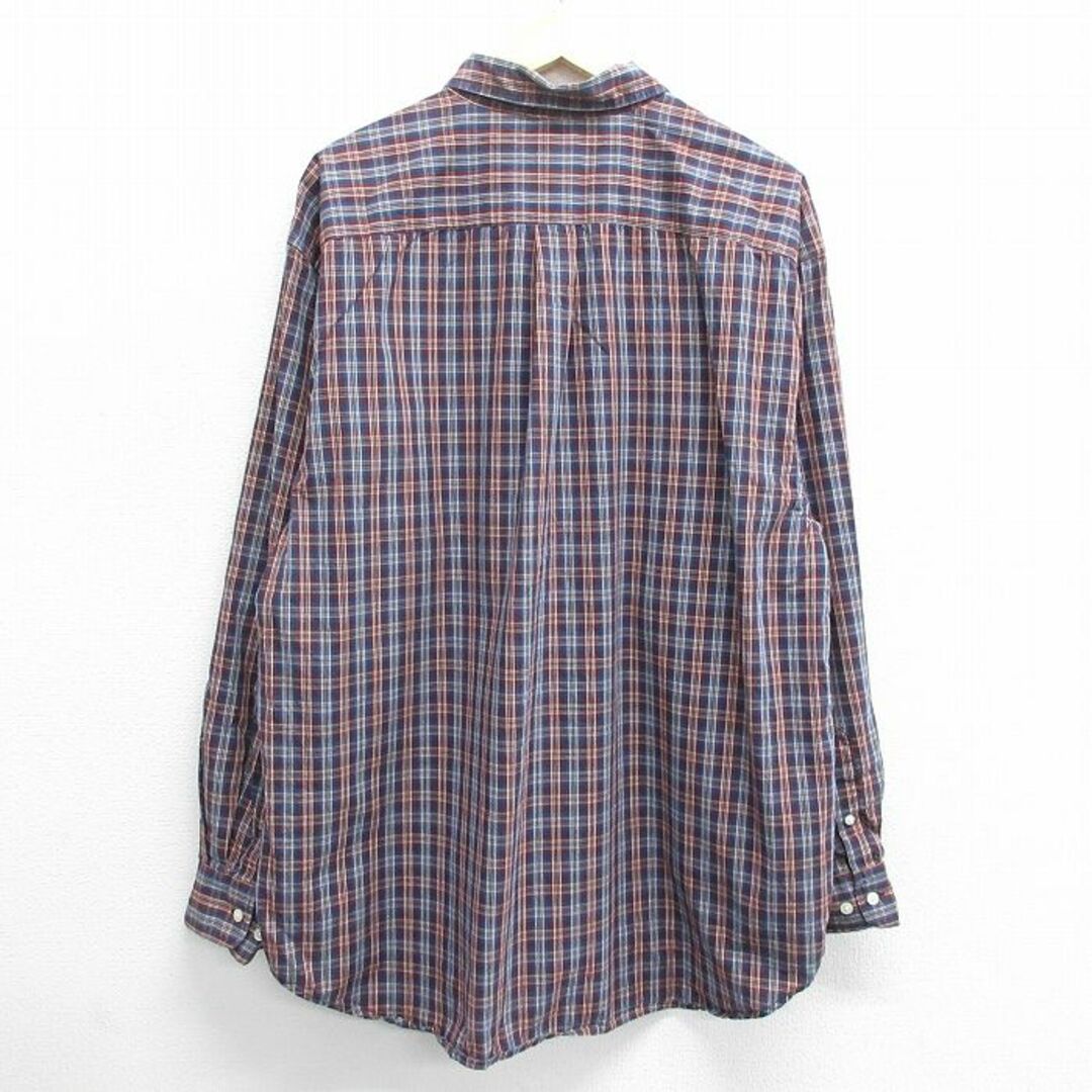 GAP(ギャップ)のXL★古着 ギャップ GAP 長袖 ブランド シャツ メンズ 00年代 00s ロング丈 大きいサイズ コットン ボタンダウン 紺他 ネイビー チェック 24may13 中古 トップス メンズのトップス(シャツ)の商品写真