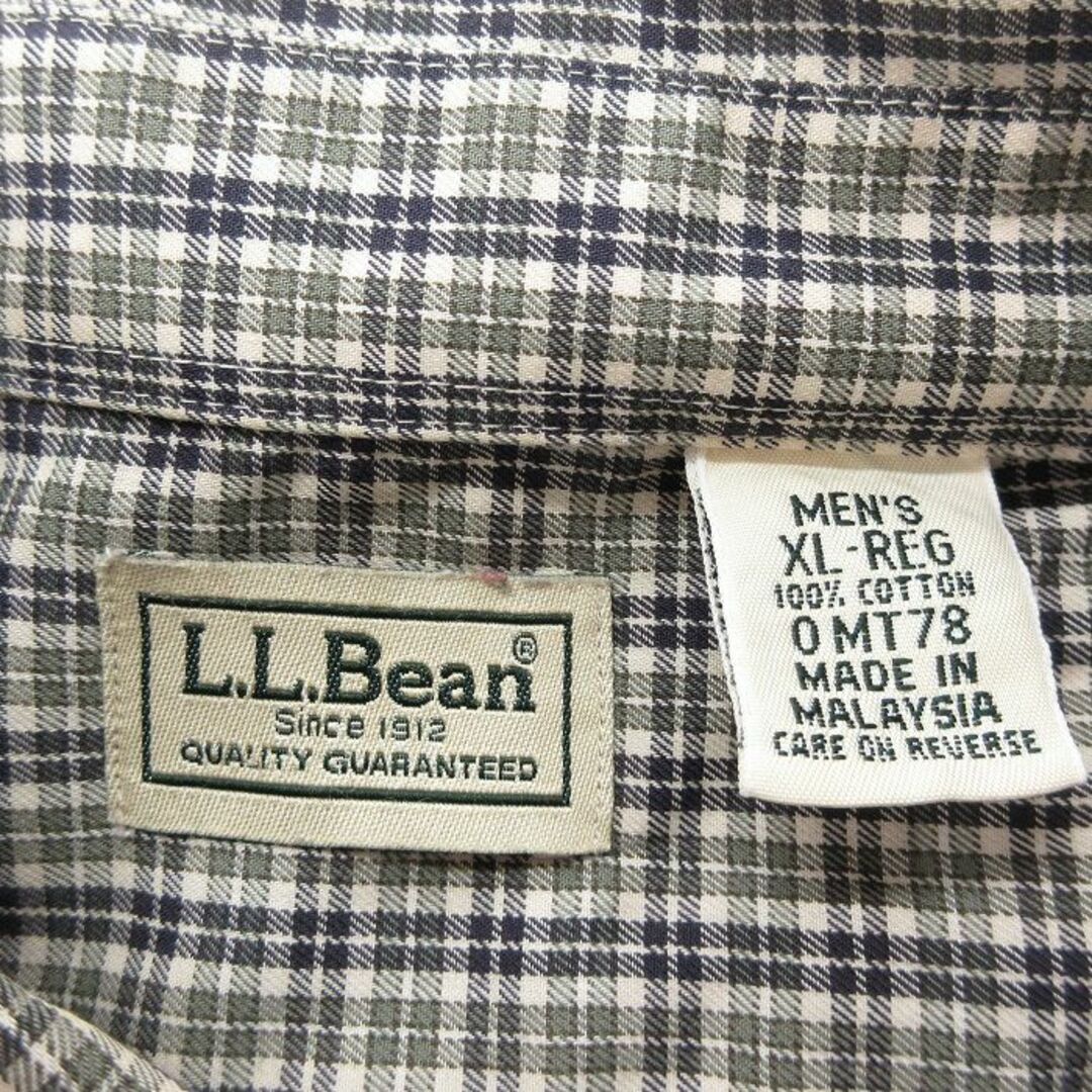 L.L.Bean(エルエルビーン)のXL★古着 エルエルビーン LLBEAN 長袖 ブランド シャツ メンズ 00年代 00s 大きいサイズ コットン ボタンダウン 緑系他 グリーン チェック 24may13 中古 トップス メンズのトップス(シャツ)の商品写真