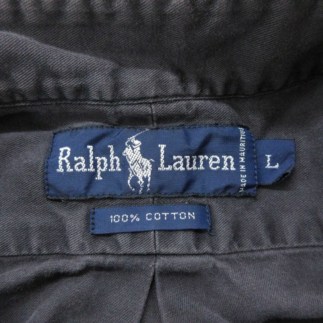 Ralph Lauren(ラルフローレン)のXL★古着 ラルフローレン Ralph Lauren 長袖 ブランド シャツ メンズ 90年代 90s ワンポイントロゴ 大きいサイズ コットン ボタンダウン 黒 ブラック 24may13 中古 トップス メンズのトップス(シャツ)の商品写真