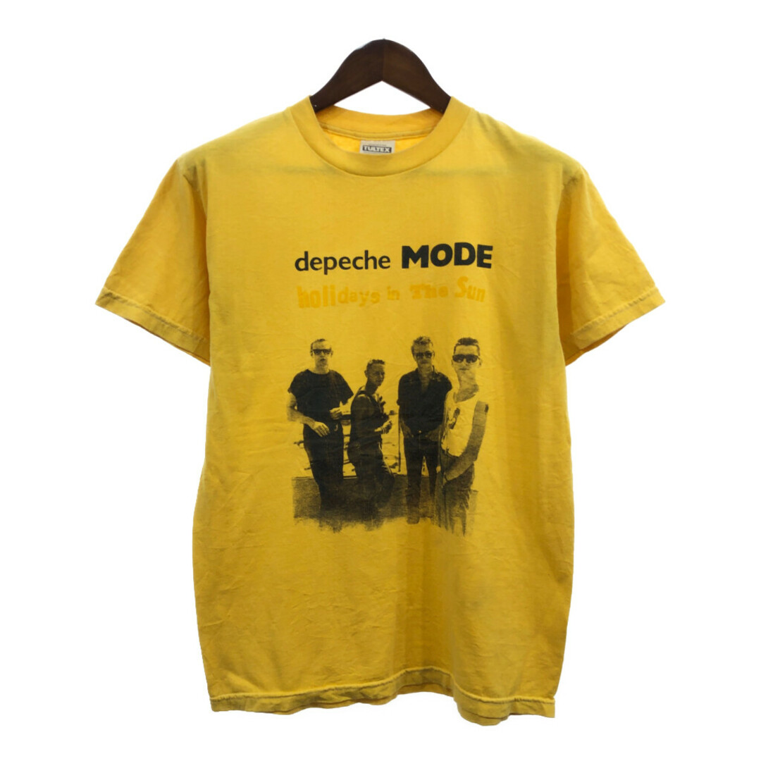 DEPECHE MODE デペッシュ・モード 半袖Ｔシャツ バンドT イエロー (メンズ MEDIUM) 中古 古着 Q6464 メンズのトップス(Tシャツ/カットソー(半袖/袖なし))の商品写真