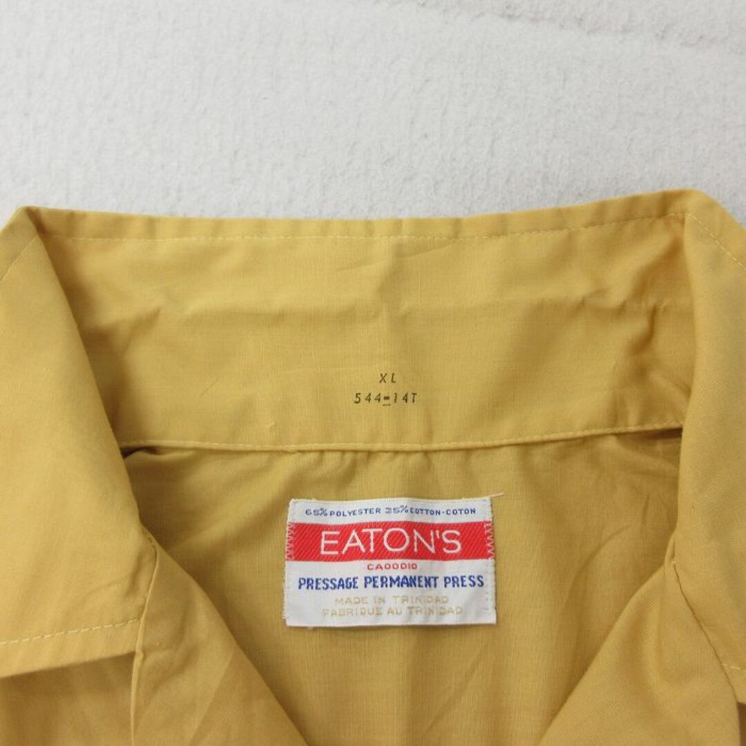 XL★古着 半袖 キューバ シャツ メンズ 80年代 80s 大きいサイズ 開襟 オープンカラー 黄 イエロー 24may13 中古 トップス メンズのトップス(シャツ)の商品写真