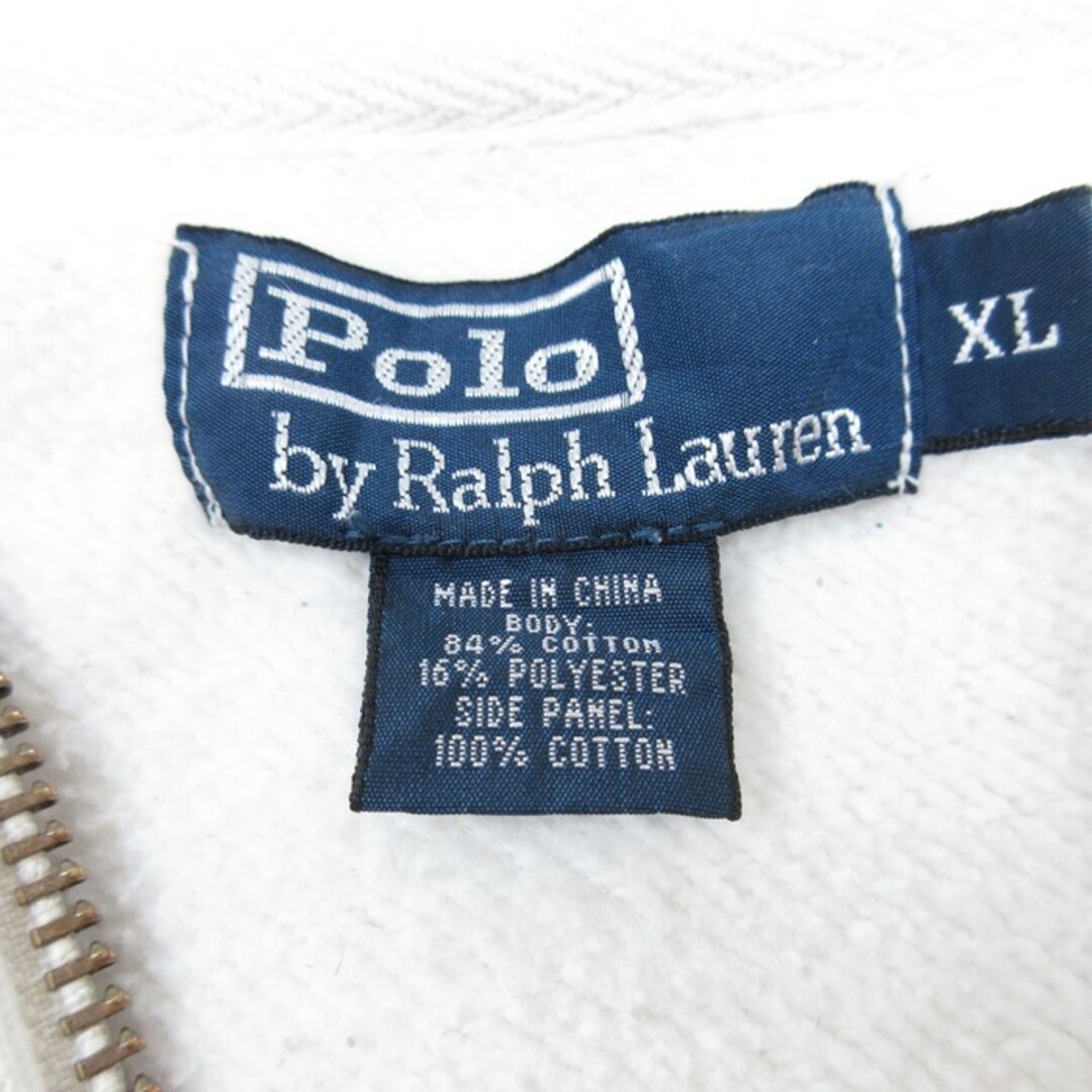 Ralph Lauren(ラルフローレン)のXL★古着 ラルフローレン Ralph Lauren 長袖 ブランド フルジップ スウェット パーカー メンズ 90年代 90s ワンポイントロゴ 白 ホワイト 24may13 中古 スエット トレーナー トップス メンズのトップス(パーカー)の商品写真