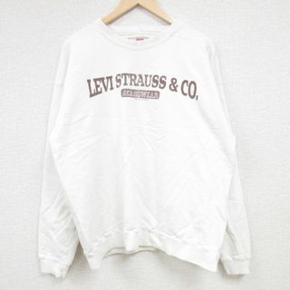 L★古着 リーバイス Levis 長袖 スウェット メンズ 90年代 90s ビッグロゴ クルーネック USA製 白 ホワイト 【spe】 24may13 中古 スエット トレーナー トップス