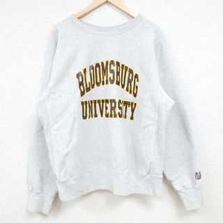 XL★古着 長袖 スウェット メンズ 90年代 90s ブルームズバーグ 大学 クルーネック USA製 薄グレー 霜降り 24may13 中古 スエット トレーナー トップス(パーカー)