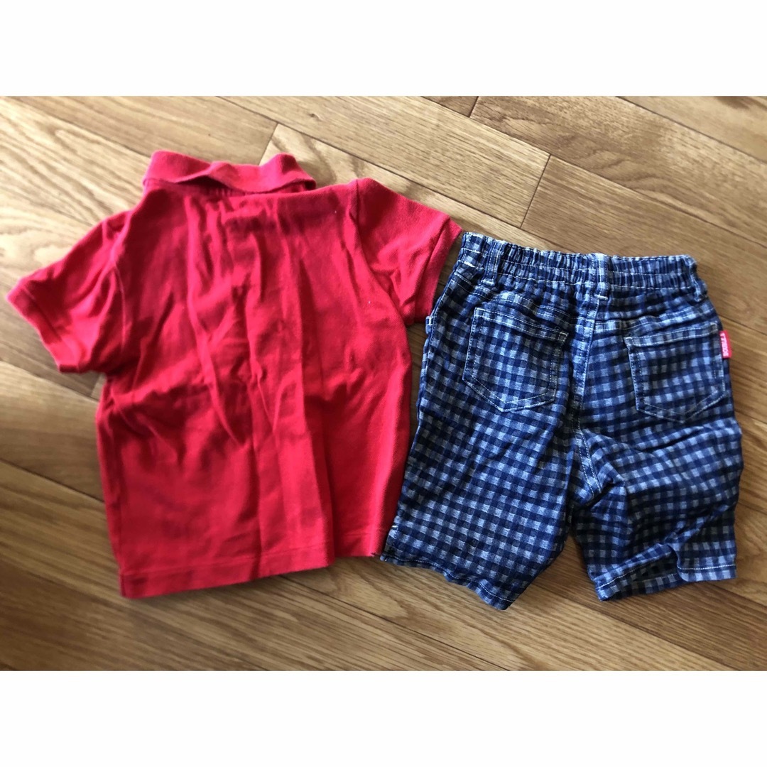 mikihouse(ミキハウス)のミキハウス　ポロシャツ90 ダブルビーハーフパンツ80 セット キッズ/ベビー/マタニティのベビー服(~85cm)(パンツ)の商品写真