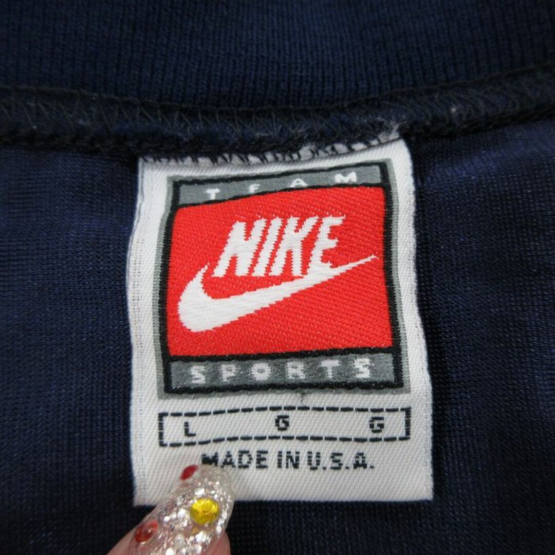 NIKE(ナイキ)のXL★古着 ナイキ NIKE 半袖 ビンテージ フットボール Tシャツ メンズ 90年代 90s 32 メッシュ地 大きいサイズ Vネック 紺 ネイビー 【spe】 24may13 中古 メンズのトップス(Tシャツ/カットソー(半袖/袖なし))の商品写真