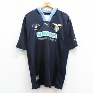 XL★古着 プーマ puma 半袖 ビンテージ サッカー Tシャツ メンズ 00年代 00s SIEMENS SSラツィオ 紺 ネイビー 【spe】 24may13 中古