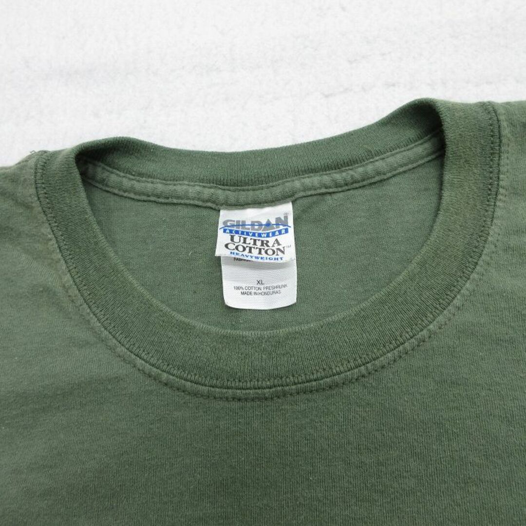 XL★古着 半袖 ビンテージ Tシャツ メンズ 00年代 00s ミリタリー USMC ブルドッグ 犬 大きいサイズ コットン クルーネック 緑 グリーン 24may13 中古 メンズのトップス(Tシャツ/カットソー(半袖/袖なし))の商品写真