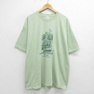 XL★古着 半袖 ビンテージ Tシャツ メンズ 00年代 00s フローレンスマートゥス 大きいサイズ コットン クルーネック 緑 グリーン 24may13 中古(Tシャツ/カットソー(半袖/袖なし))