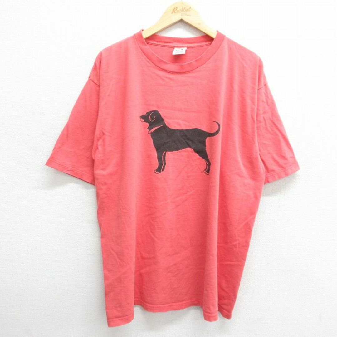 XL★古着 半袖 ビンテージ Tシャツ メンズ 00年代 00s 犬 The Black Dog 大きいサイズ コットン クルーネック USA製 オレンジ系 24may13 中古 メンズのトップス(Tシャツ/カットソー(半袖/袖なし))の商品写真