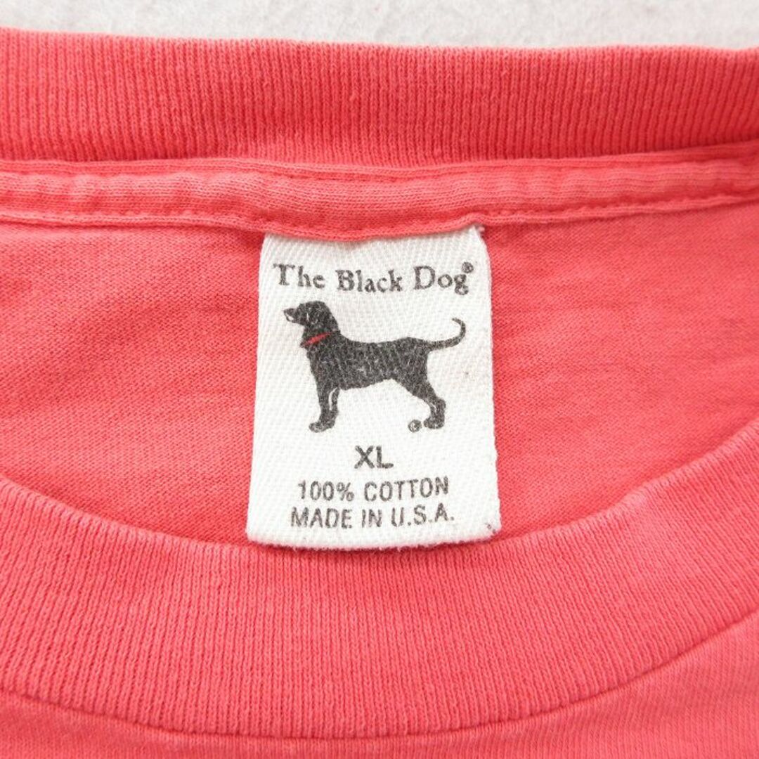 XL★古着 半袖 ビンテージ Tシャツ メンズ 00年代 00s 犬 The Black Dog 大きいサイズ コットン クルーネック USA製 オレンジ系 24may13 中古 メンズのトップス(Tシャツ/カットソー(半袖/袖なし))の商品写真