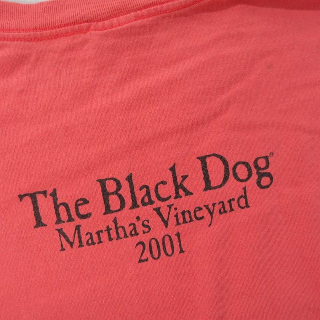 XL★古着 半袖 ビンテージ Tシャツ メンズ 00年代 00s 犬 The Black Dog 大きいサイズ コットン クルーネック USA製 オレンジ系 24may13 中古 メンズのトップス(Tシャツ/カットソー(半袖/袖なし))の商品写真