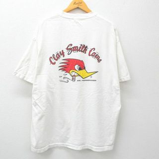 XL★古着 半袖 ビンテージ Tシャツ メンズ 00年代 00s クレイスミス ミスターホースパワー ウッドペッカー 大きいサイズ クルーネック 白 ホワイト 【spe】 24may13 中古(Tシャツ/カットソー(半袖/袖なし))