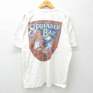 XL★古着 半袖 ビンテージ Tシャツ メンズ 00年代 00s カジキ BAR 胸ポケット付き 大きいサイズ コットン クルーネック 白 ホワイト 24may13 中古(Tシャツ/カットソー(半袖/袖なし))