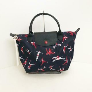 LONGCHAMP(ロンシャン) ハンドバッグ美品  ル・プリアージュ ダークネイビー×黒×マルチ 2021年/オリンピックモデル/日本限定 ナイロン×レザー