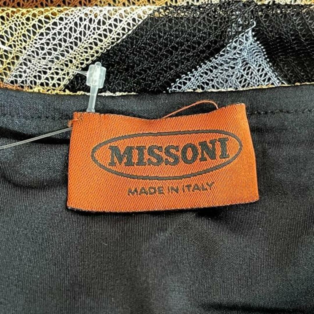 MISSONI(ミッソーニ)のMISSONI(ミッソーニ) ミニスカート サイズ42 M レディース美品  - 黒×ブルーグレー×マルチ ニット/ストライプ/ウエストゴム レディースのスカート(ミニスカート)の商品写真