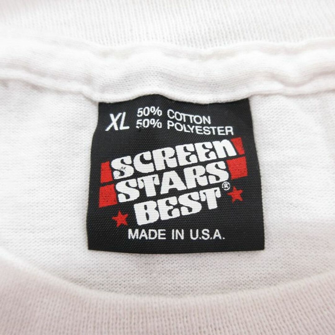 SCREEN STARS(スクリーンスターズ)のXL★古着 スクリーンスターズ 半袖 ビンテージ Tシャツ メンズ 80年代 80s 女性 男性 ハンドペイント エアブラシ クルーネック USA製 白 ホワイト 24may13 中古 メンズのトップス(Tシャツ/カットソー(半袖/袖なし))の商品写真