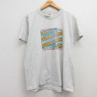 ヘインズ(Hanes)のXL★古着 ヘインズ Hanes 半袖 ビンテージ Tシャツ メンズ 90年代 90s ジャズ 音符 クルーネック USA製 薄グレー 霜降り 24may13 中古(Tシャツ/カットソー(半袖/袖なし))