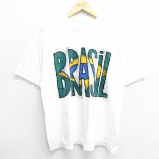 XL★古着 半袖 ビンテージ Tシャツ メンズ 00年代 00s ブラジル コットン クルーネック 白 ホワイト 24may13 中古(Tシャツ/カットソー(半袖/袖なし))