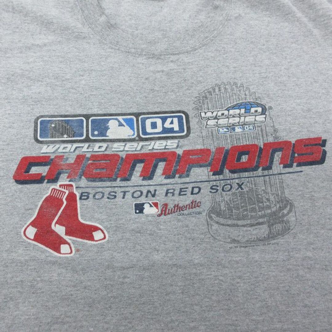 XL★古着 半袖 ビンテージ Tシャツ メンズ 00年代 00s MLB ボストンレッドソックス ワールドシリーズ 大きいサイズ クルーネック グレー 霜降り メジャーリーグ ベースボール 野球 24may13 中古 メンズのトップス(Tシャツ/カットソー(半袖/袖なし))の商品写真