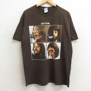 L★古着 半袖 ビンテージ ロック バンド Tシャツ メンズ 00年代 00s ビートルズ The Beatles コットン クルーネック 茶 ブラウン 24may13 中古(Tシャツ/カットソー(半袖/袖なし))