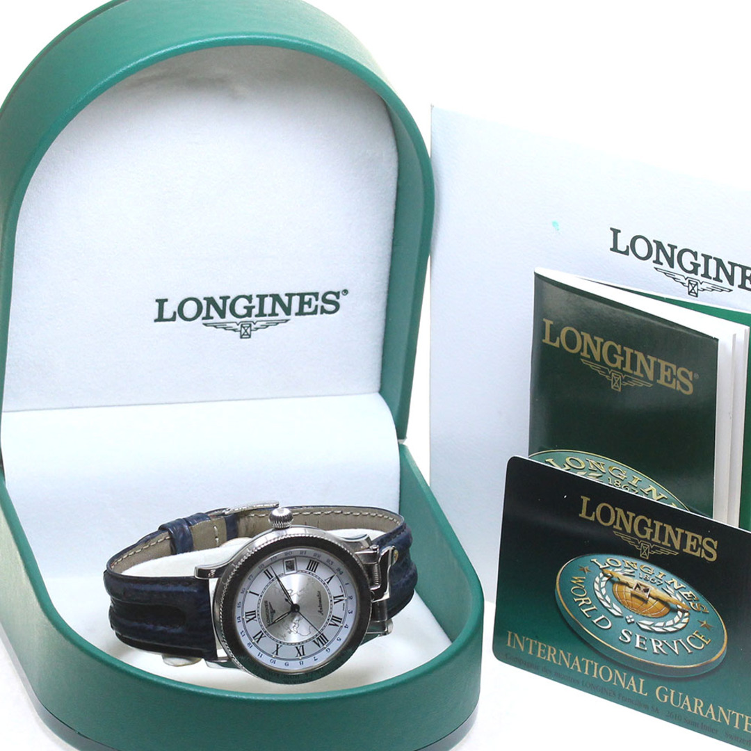 LONGINES(ロンジン)のロンジン LONGINES L2.610.4 リンドバーグ GMT デイト 自動巻き メンズ 箱・保証書付き_814502 メンズの時計(腕時計(アナログ))の商品写真