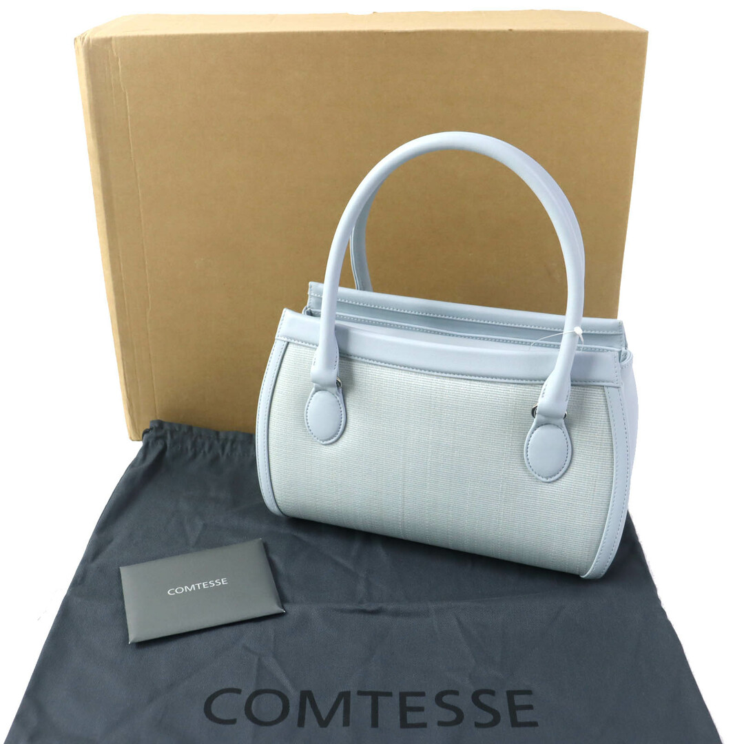 COMTESSE(コンテス)の未使用品△COMTESSE コンテス 7599 レザー使い ホースヘア ハンドバッグ ブルーグレー系 保存袋付き ドイツ製 正規品 レディース レディースのバッグ(ハンドバッグ)の商品写真