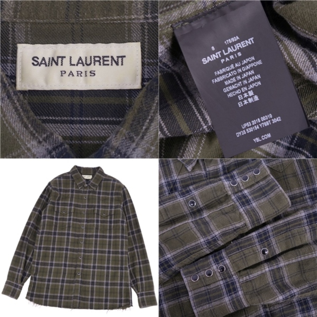 Saint Laurent(サンローラン)の美品 サンローラン パリ SAINT LAURENT PARIS シャツ ネルシャツ ロングスリーブ 長袖 チェック柄 トップス メンズ S メンズのトップス(シャツ)の商品写真
