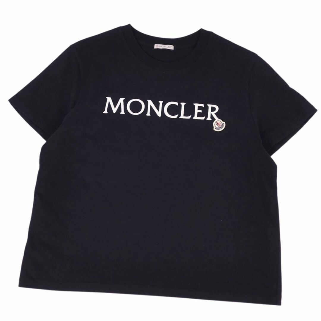 MONCLER(モンクレール)の美品 モンクレール MONCLER Tシャツ カットソー 2022年 半袖 ショートスリーブ ロゴ刺繍 トップス レディース XL 黒 レディースのトップス(Tシャツ(半袖/袖なし))の商品写真